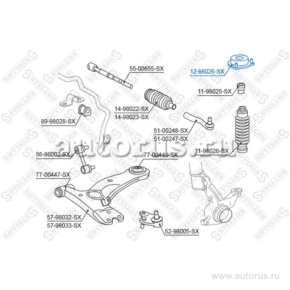 Опора амортизатора пер. Toyota Celica a STELLOX 1298026_SX