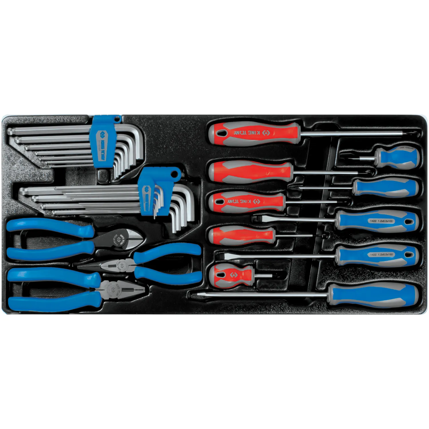 Набор отверток, плоскогубцев и шестигранников Г-образных, ложемент, 29 предметов KING TONY 9-90129CR