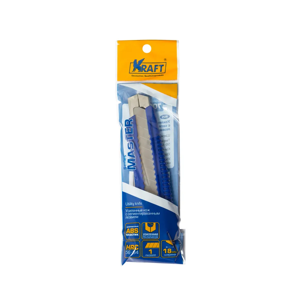 Нож технический усиленный 18 мм KRAFT KT700902