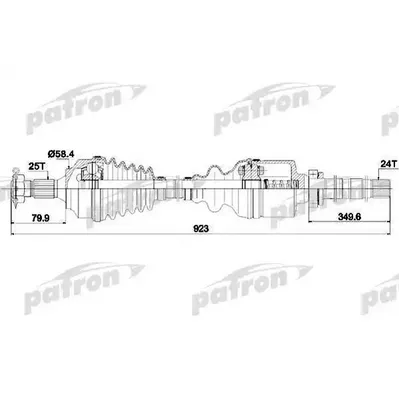 Полуось правая 25x955x58,4x24 CITROEN: BERLINGO 08-, C4 04 PATRON PDS0146