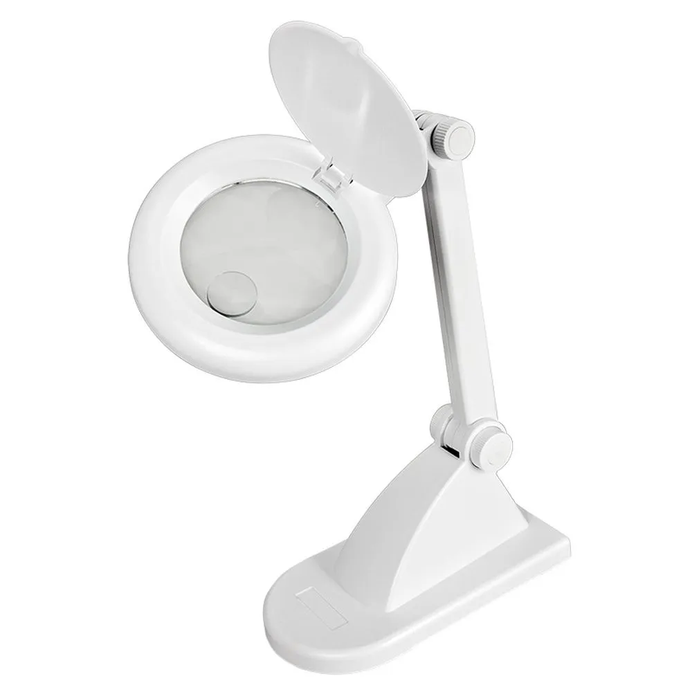 Лупа настольная 3D+12D с подсветкой, белая REXANT 31-0242