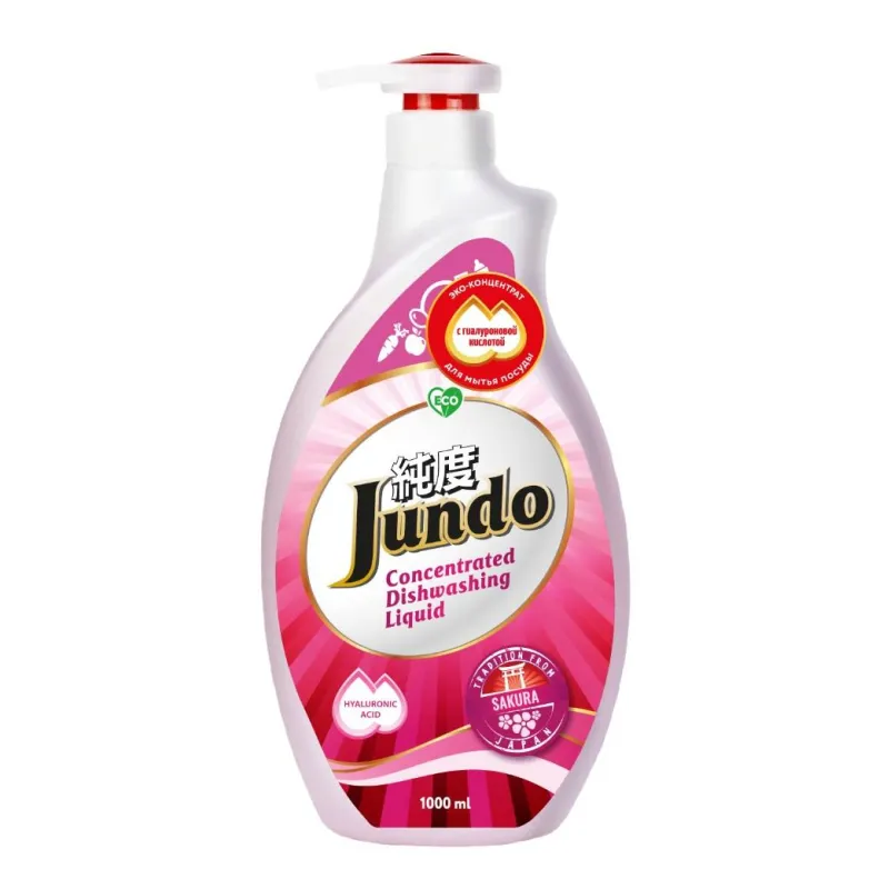 Средство для мытья посуды Jundo ЭКО конц гель Sakura дозатор, 1л 1629206