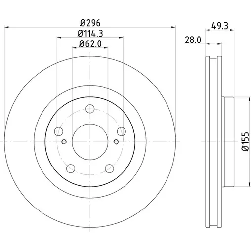 Диск тормозной передний TOYOTA CAMRY/RAV4 2.0/2.4L ALL 06-> /VENT D=296MM NISSHINBO ND1048K