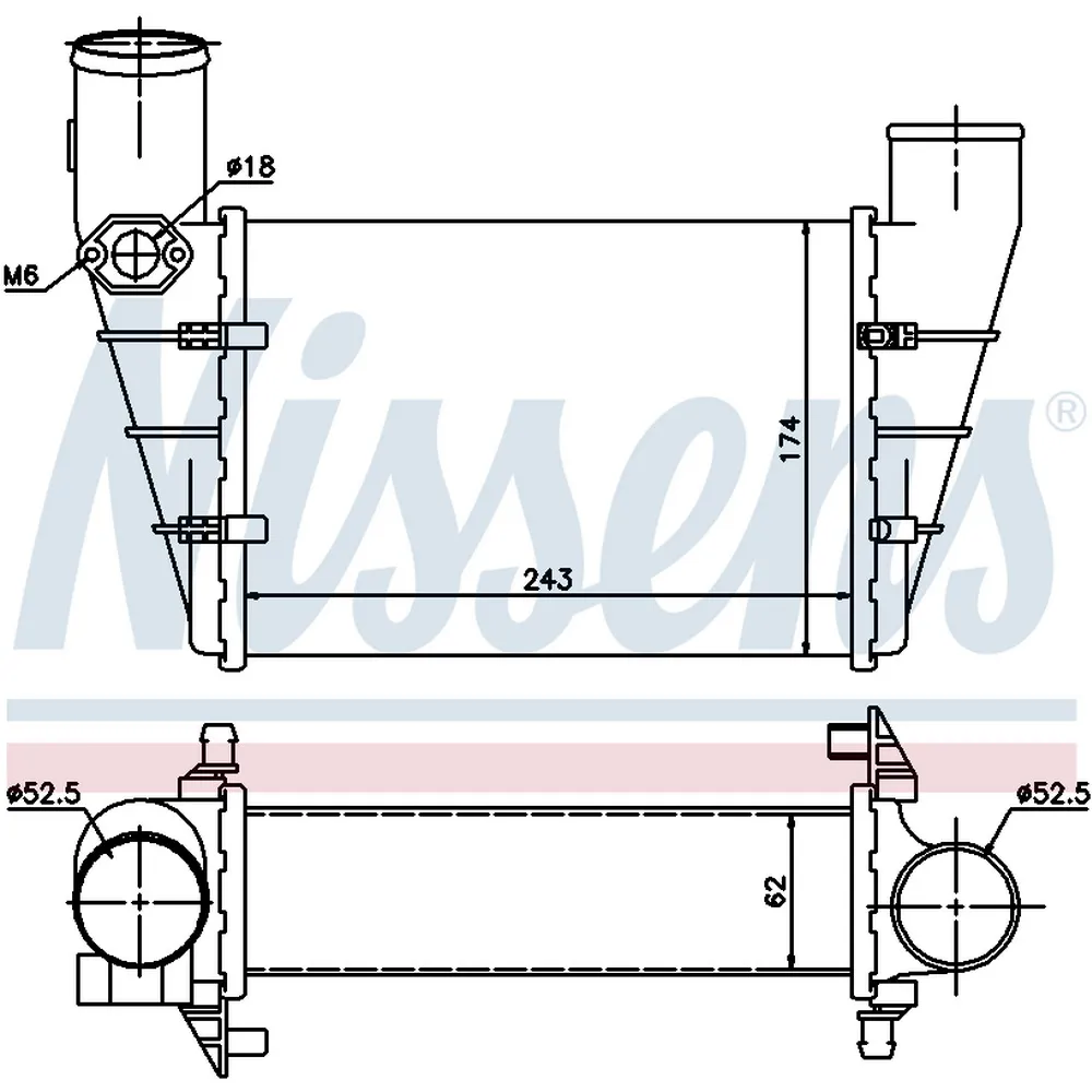 Интеркулер VAG+Skoda mot.1,8T 95-05 NISSENS 96896