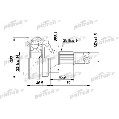 ШРУС наружн к-кт PEUGEOT: 305 82-89, 405 1.4-1.9 5.87-, PATRON PCV1015