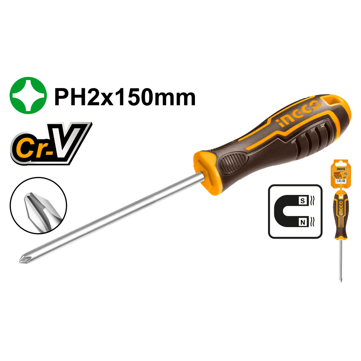 Отвертка крестовая PH2 x 150 INGCO HSDSPH2150