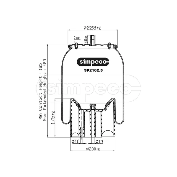 Пневморессора (с пласт. стаканом) SCHMITZ о.н.016512 (SP2102.5013) SIMPECO SP21025013