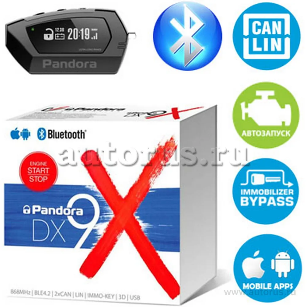 Сигнализация Pandora , запуск, bluetooth smart, 2CAN PANDORA DX 9X