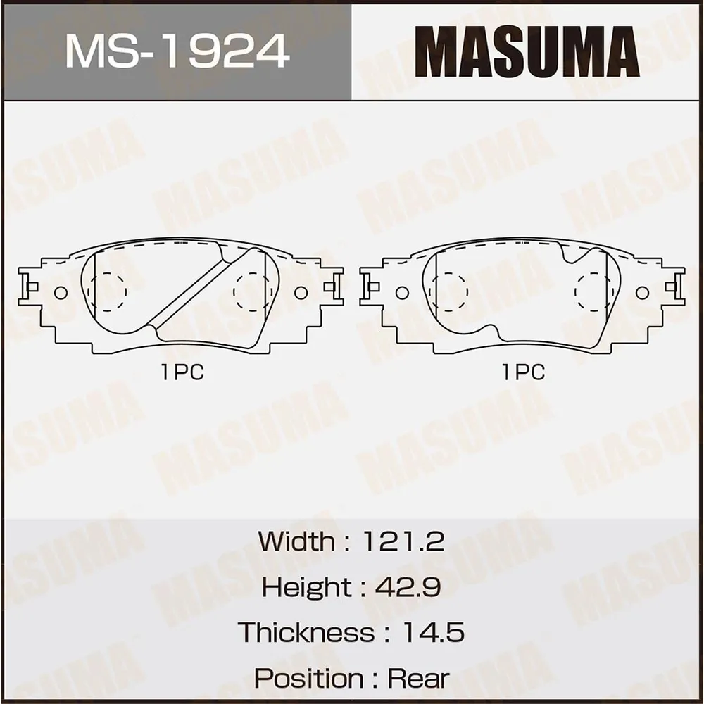 Колодки задние TOYOTA C-HR MASUMA MS-1924