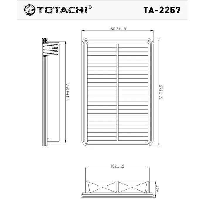 Воздушный фильтр TOTACHI TA-2257 A-478 PE07-13-3A0A C 27 019 TOTACHI TA2257