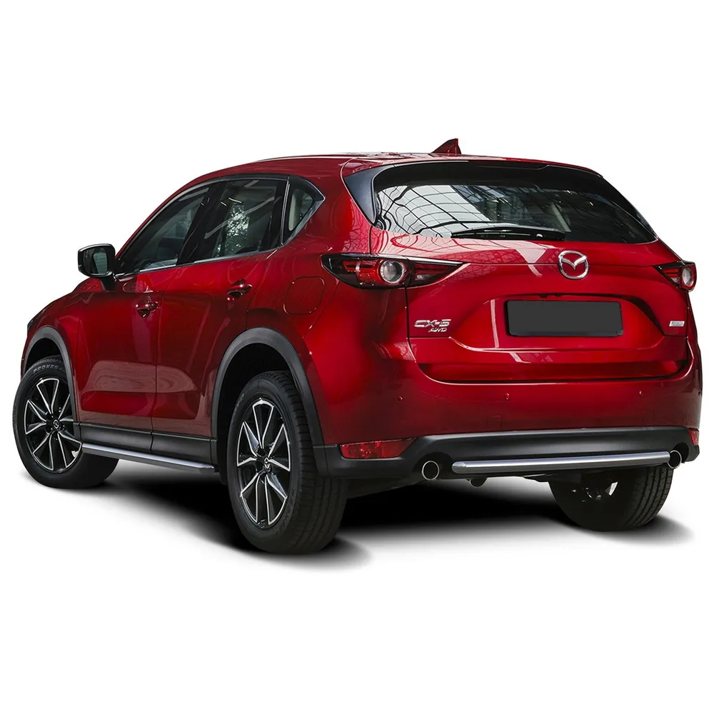 Защита заднего бампера d42 Rival для Mazda CX-5 II 2017-н.в., нерж. сталь, R.3804.003