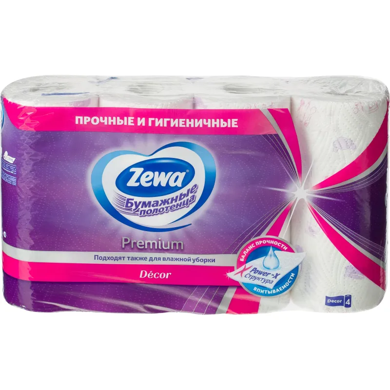 Полотенца бумажные Zewa Premium Декор 2сл 4 рул/уп 1743072
