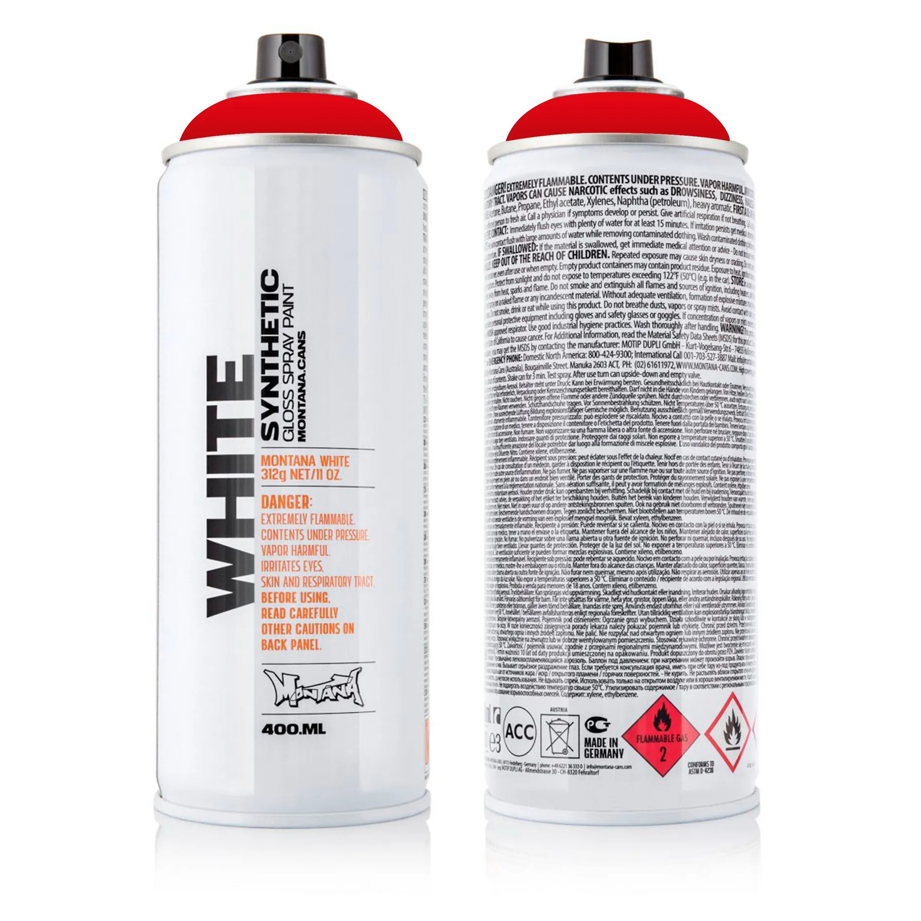 Краска WHITE ярко-красная MONTANA CANS 3010 WHT