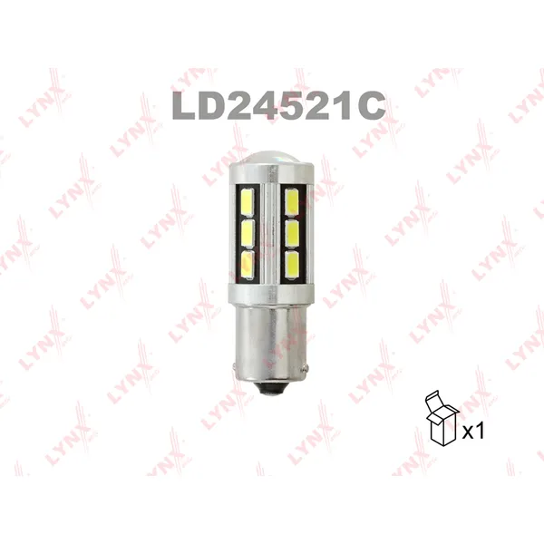 Лампа светодиодная 24V P21W 21W BA15s 7200K LYNXauto CANBUS 1 шт. картон S25 LD24521C