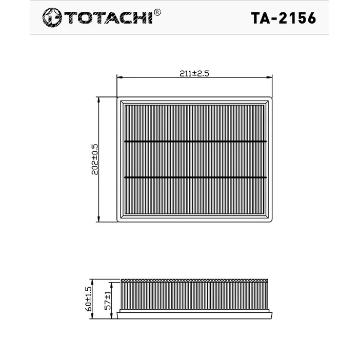 Воздушный фильтр TOTACHI TA-2156 55557184 C20106