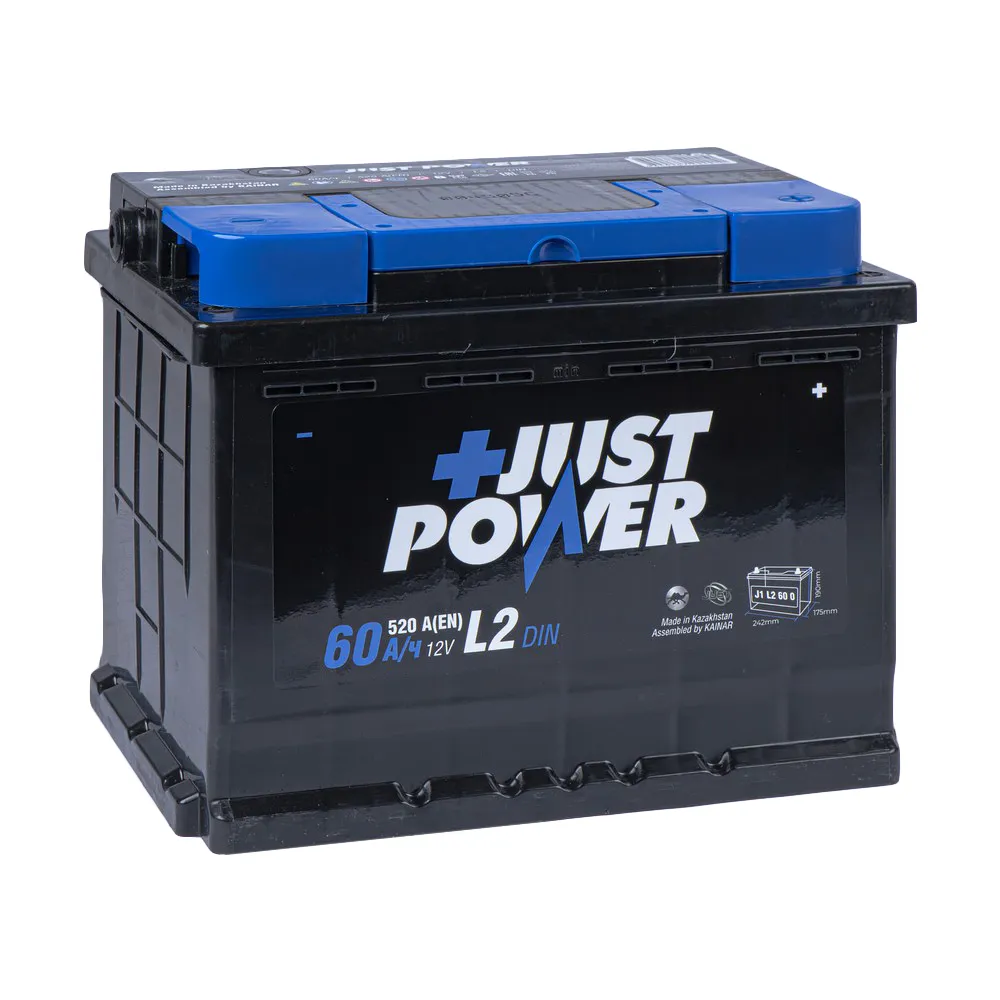 Аккумулятор JUST POWER+ 60 А/ч обратный R+ 242x175x190 L2 EN 520 А