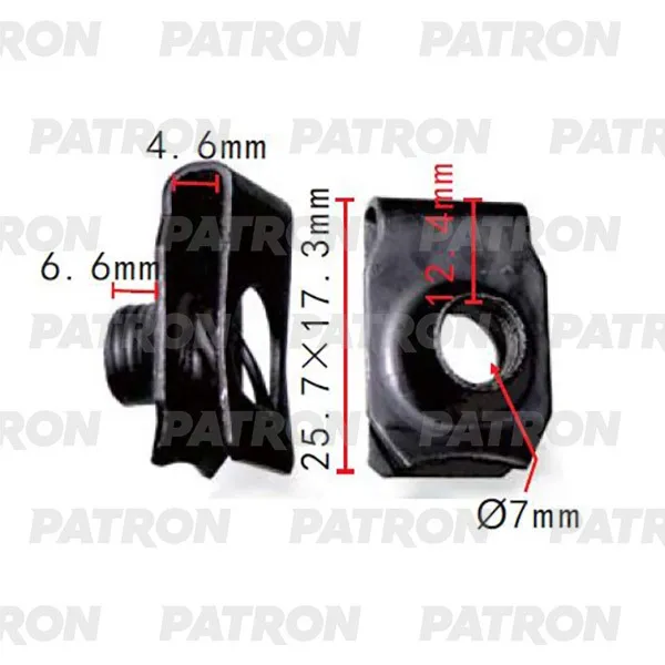 Скоба крепежная Применяемость: Скоба М8 T=25.7, F=17.3, H=4.6 PATRON P372238