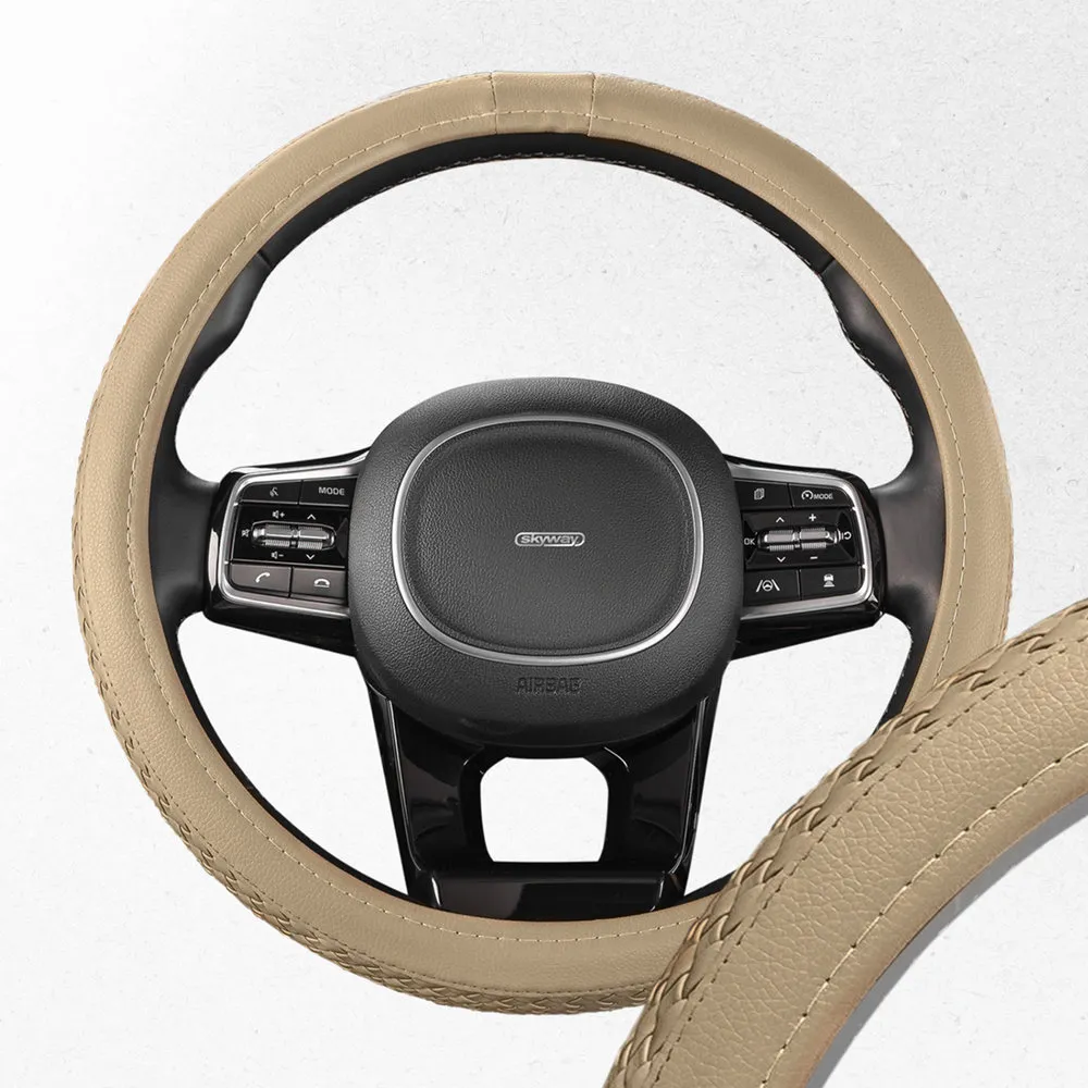 Оплетка руля (M) 37-39 см бежевая экокожа SKYWAY SKYWAY S01102036
