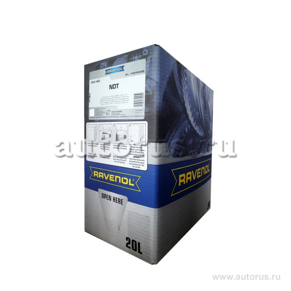 Моторное масло RAVENOL NDT SAE 5W-40 (20л) ecobox 1122103-B20 (4014835840959)