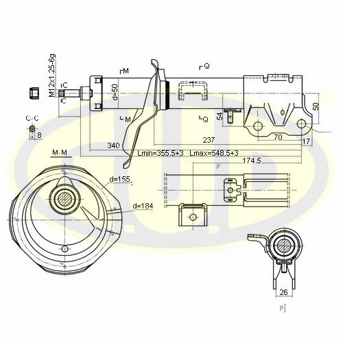 АМОРТИЗАТОР ПЕРЕДН ПРАВ ГАЗ MIT LANCERx08 G.U.D GSA339104