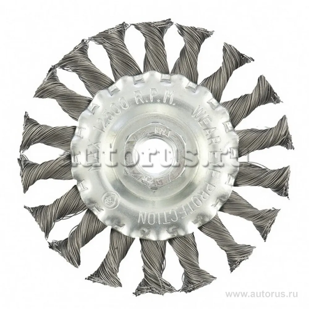 Щетка для УШМ 100 мм, М14, плоская, крученая проволока 0.35 мм MATRIX 74631