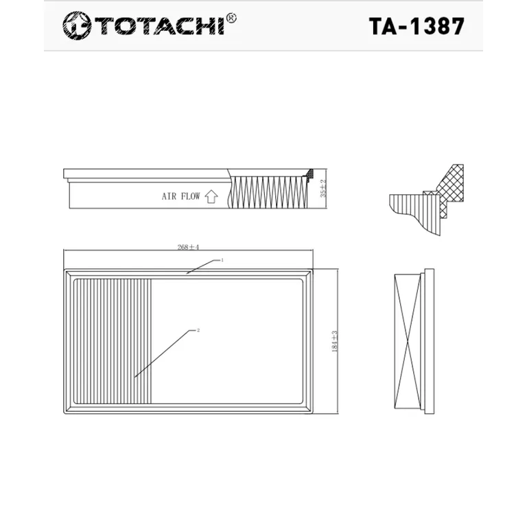 Фильтр воздушный TOTACHI TA-1387 A-1029 17801-38010 TOTACHI TA-1387