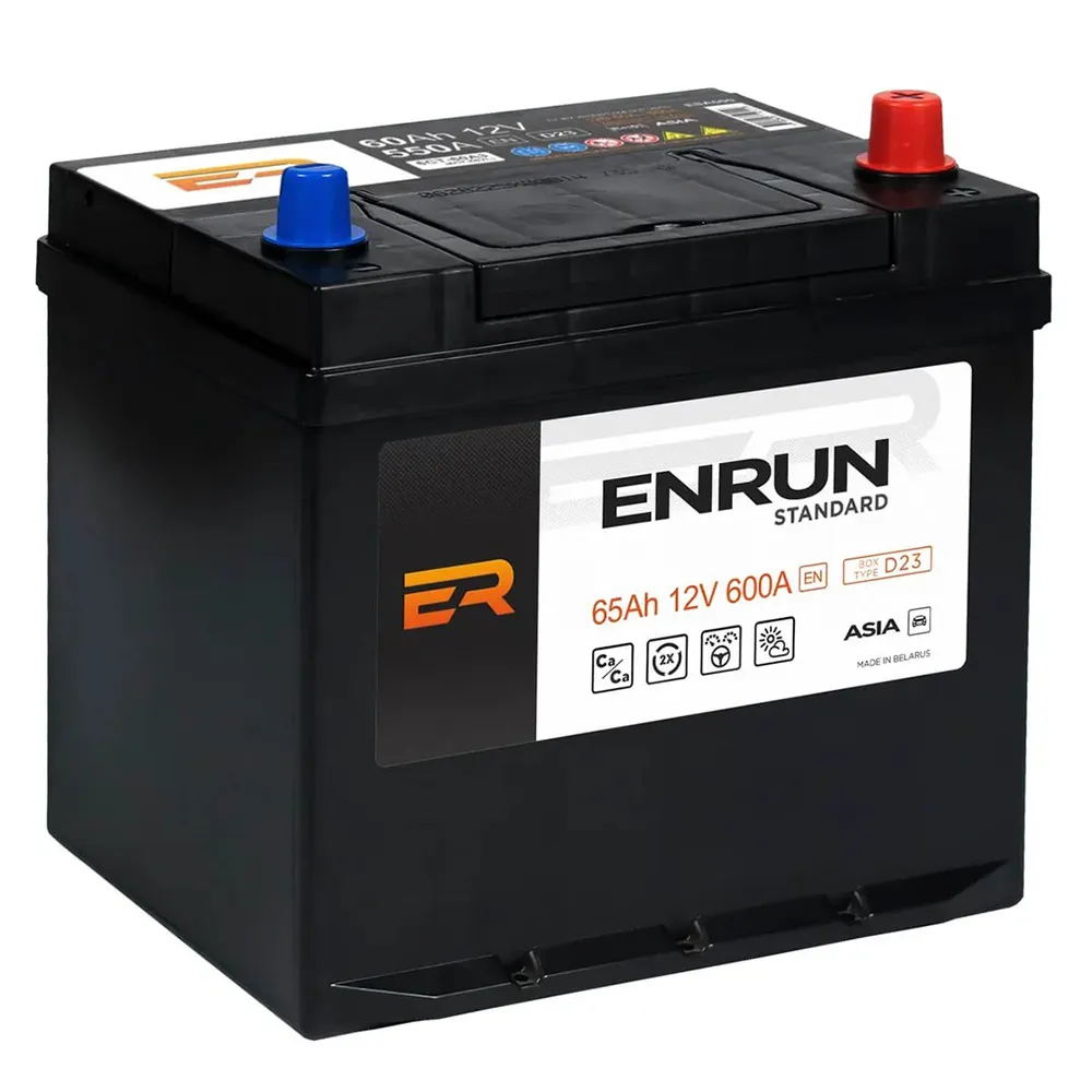 Аккумулятор ENRUN 65 А/ч обратный R+ 230x179x225 D23 EN 600 А