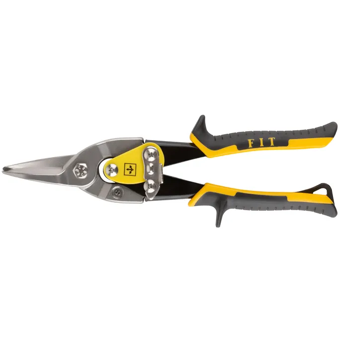 Ножницы по металлу усиленные CrMo Профи, прорезиненные ручки, прямые 250 мм FIT 41578