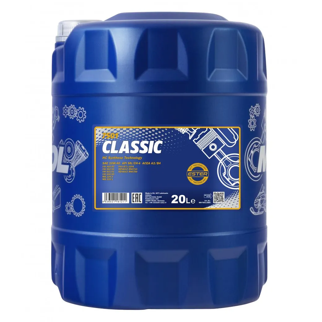 Масло моторное MANNOL Classic 10W-40 полусинтетическое 20 л 1185