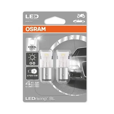 Лампа светодиодная 12V P21/5W 1,75W BAY15d 6000K OSRAM 2 шт. блистер 1458CW-02B