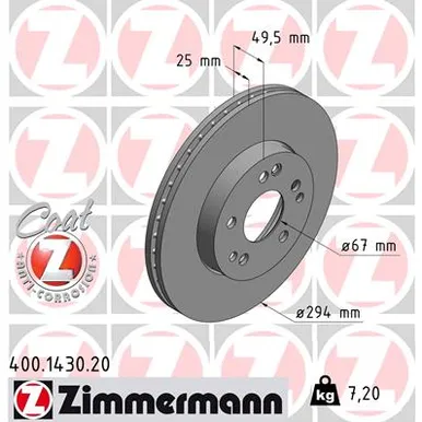 Диск тормозной ZIMMERMANN 400143020