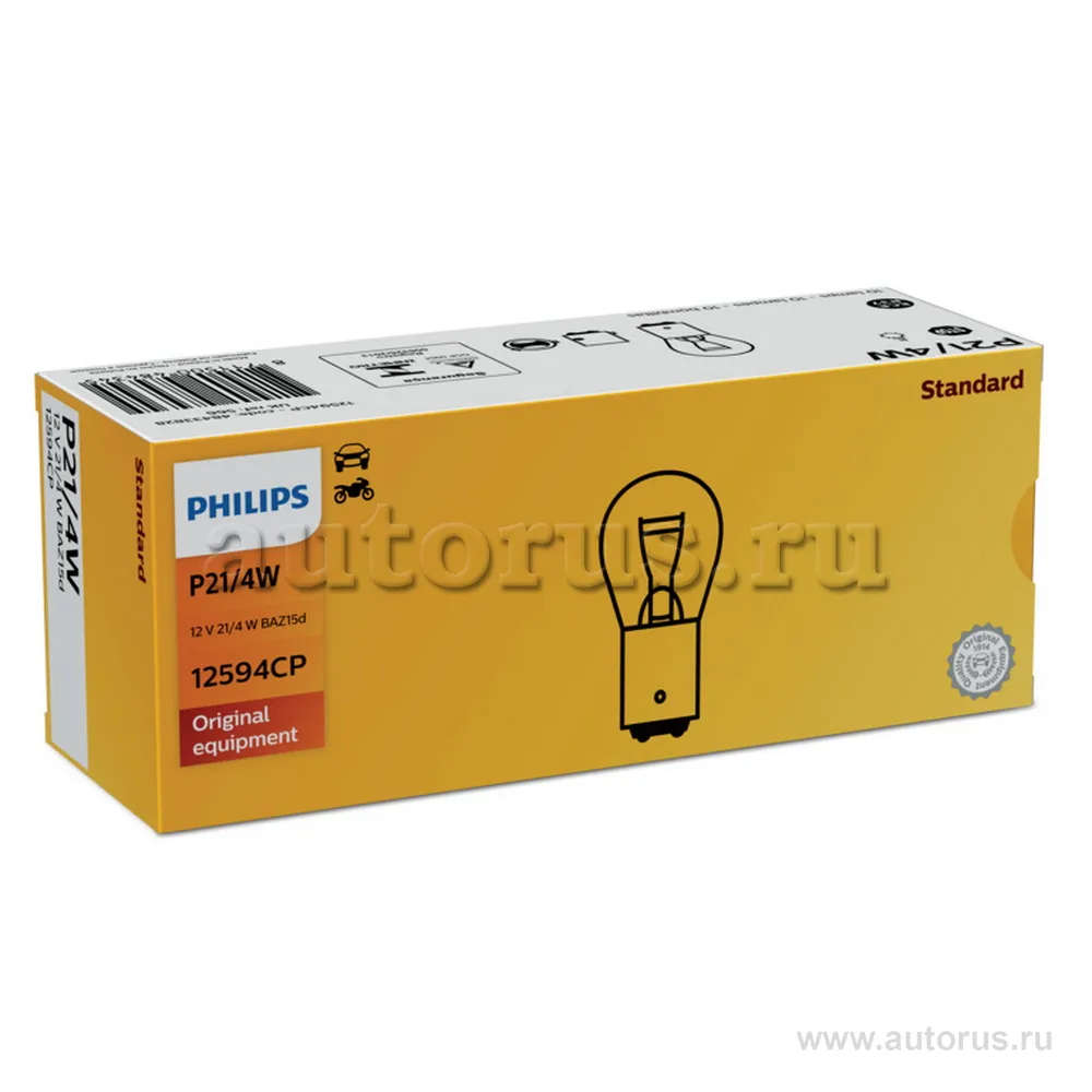 Лампа 12V P21/4W 21/4W BAZ15d PHILIPS 1 шт. картон 12594CP