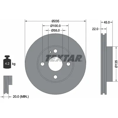 Диск тормозной передний стандартный FORD AUSTRALIA/MAZDA TEXTAR 92071500