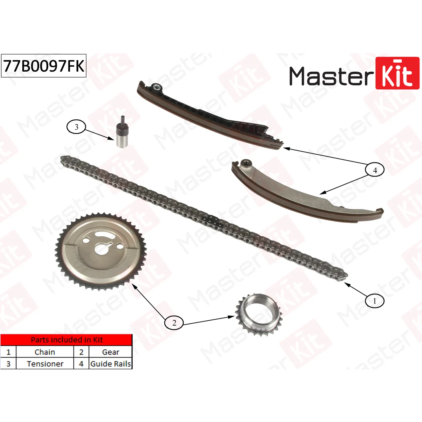 Комплект цепи ГРМ Chrysler Neon 2001-2006,PT Cruiser 2001-2010 MASTERKIT 77B0097FK