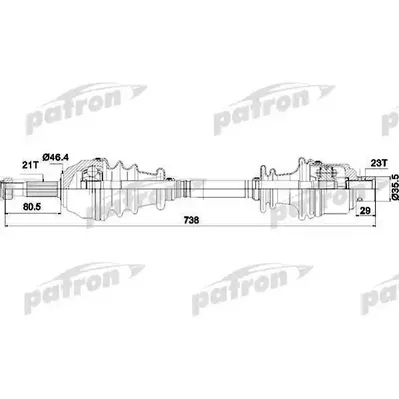 Полуось прав RENAULT: 19 I 1.7/1.7/1.9 D 88-92, 19 I Chama PATRON PDS1075