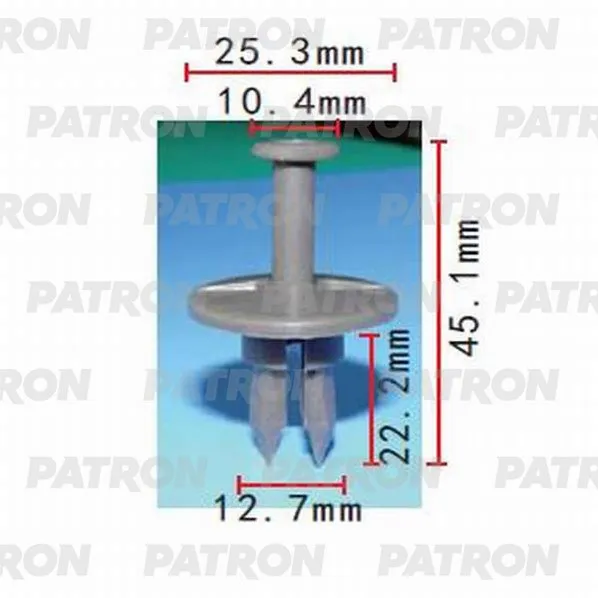 Клипса пластмассовая Daewoo, GM. 13mm применяемость: панель приборов, б PATRON P37-0697