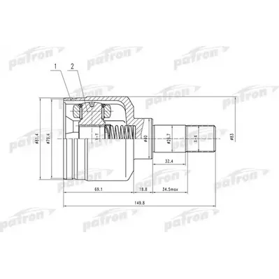 ШРУС внутр лев к-кт [A:24, B:34, С:40] PEUGEOT: 307 1. PATRON PCV5018