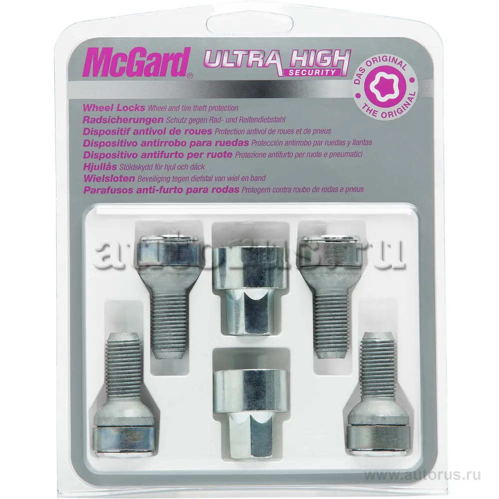Секретки колесные болт M14x1,5 хром, длинна 46,7 mm, полусфера , под ключ 17 mm, (2 ключа) McGard 38018 SL