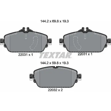 Колодки передние с противошумной пластиной Q+ MERCEDES-BENZ TEXTAR 2203101