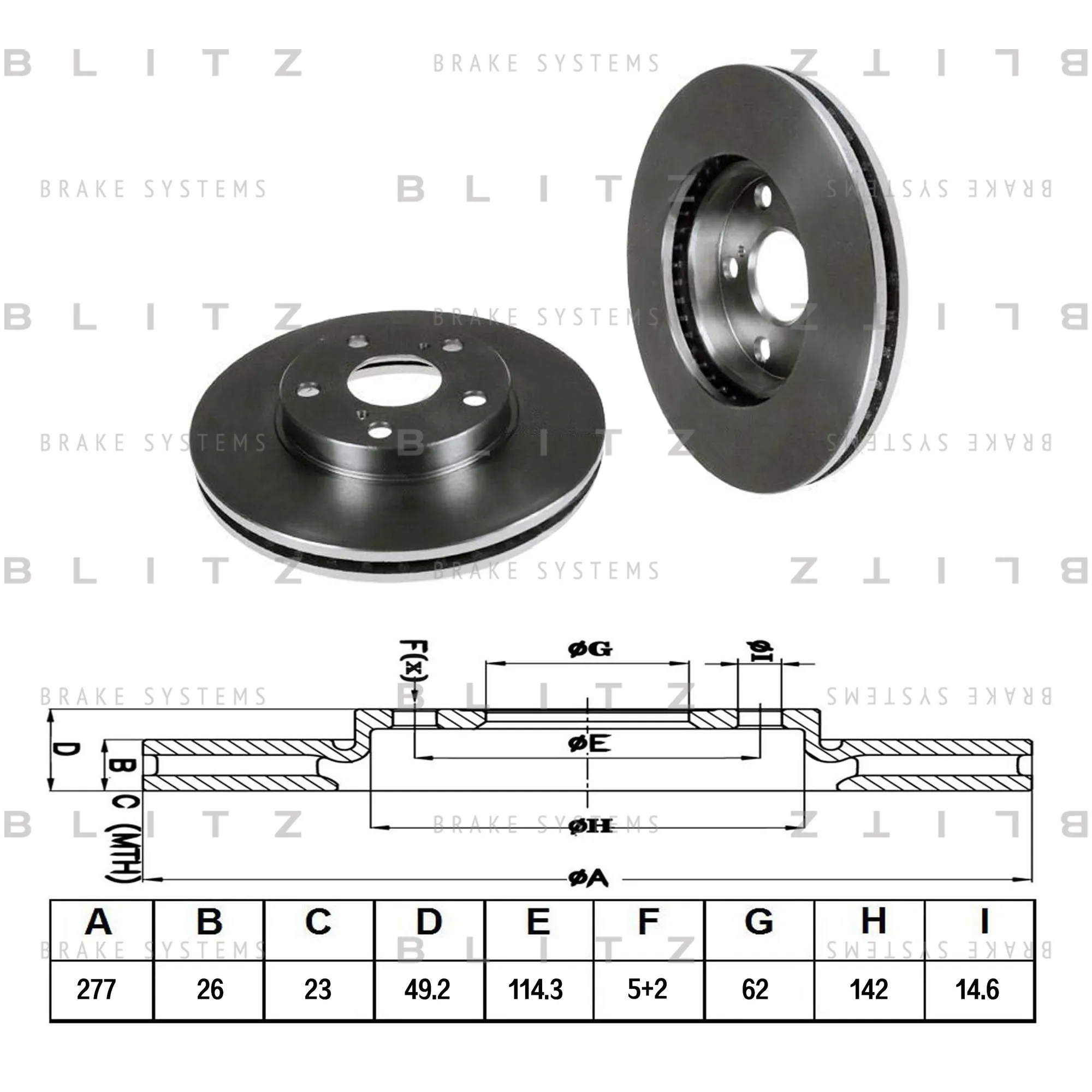 Диск тормозной передний вентилируемый TOYOTA AURIS/COROLLA 13-> BLITZ BS0346
