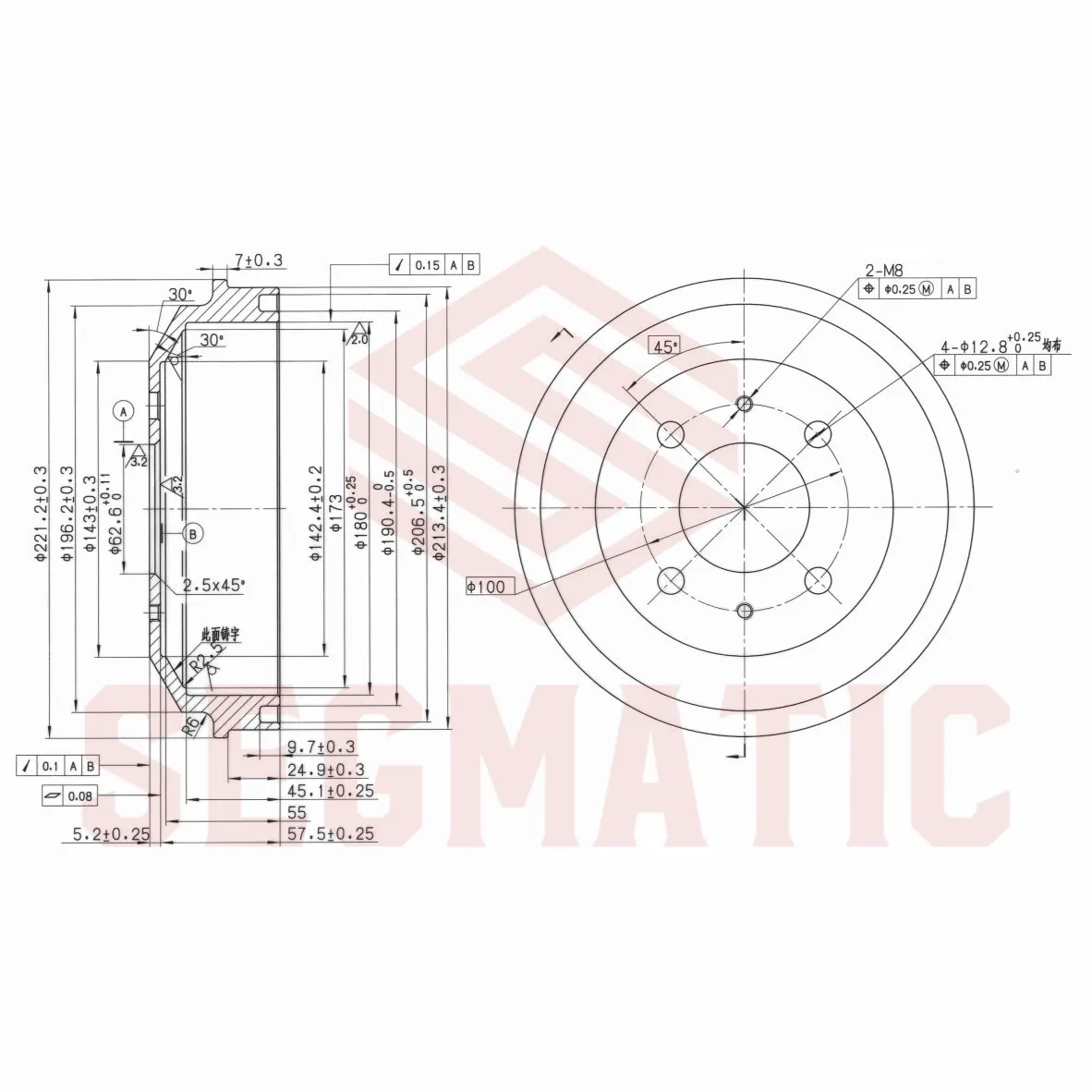 Барабан торм. HYUNDAI ACCENT 03- (ТАГАЗ) SEGMATIC SDB30053001
