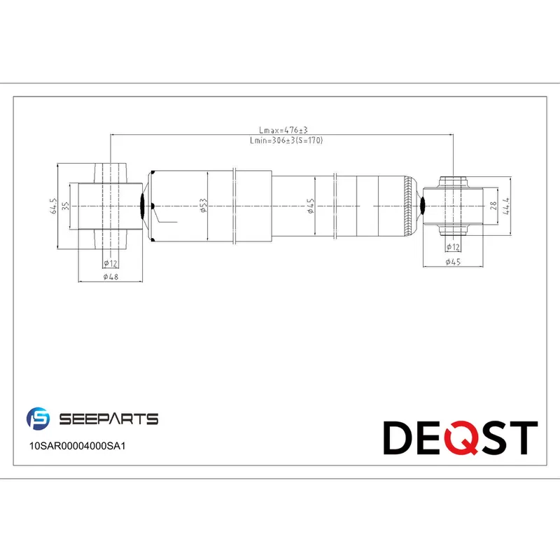Амортизатор газ. задн. NISSAN Qashqai 06- DEQST 10SAR00004000