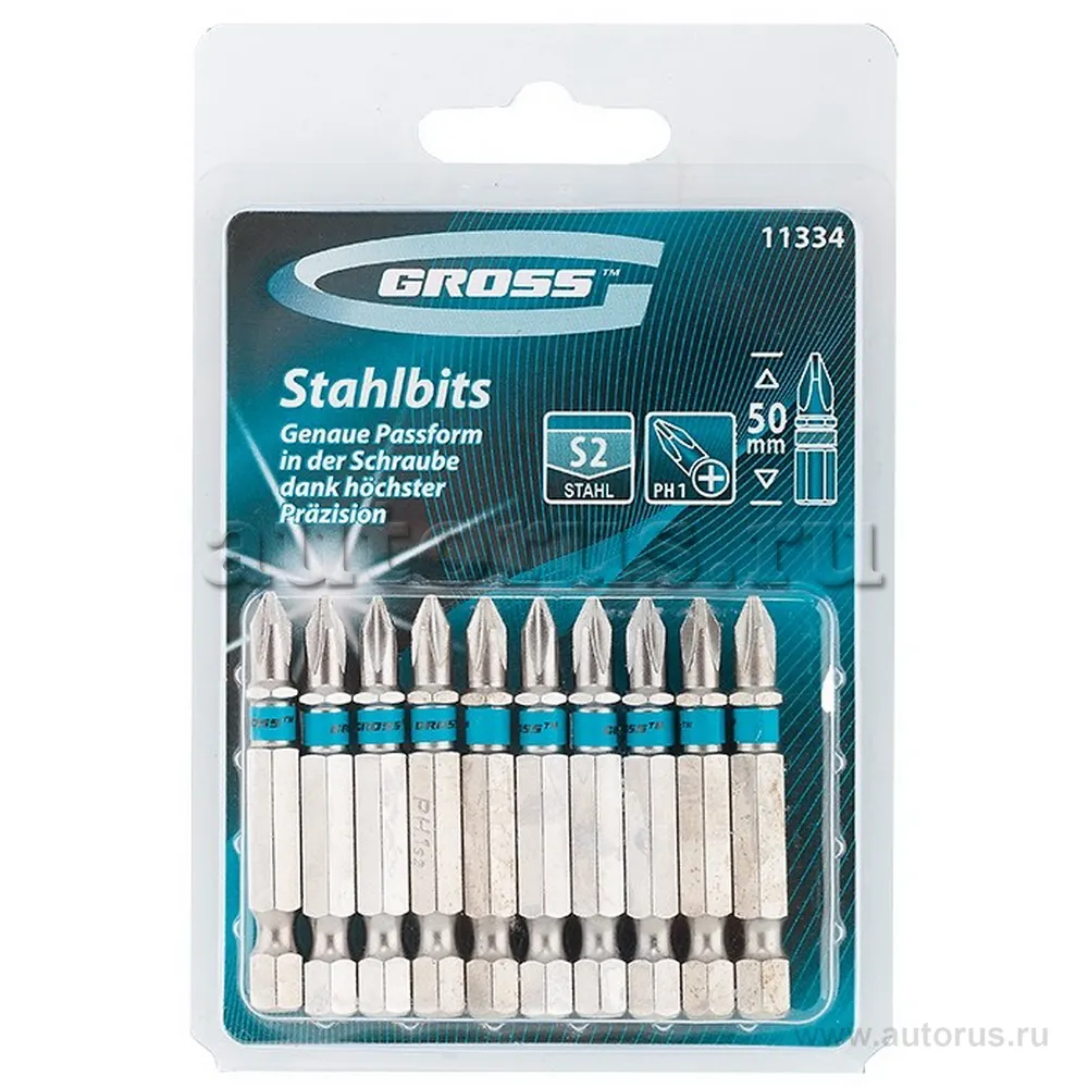 Набор бит PH1x50, сталь S2, 10шт GROSS 11334