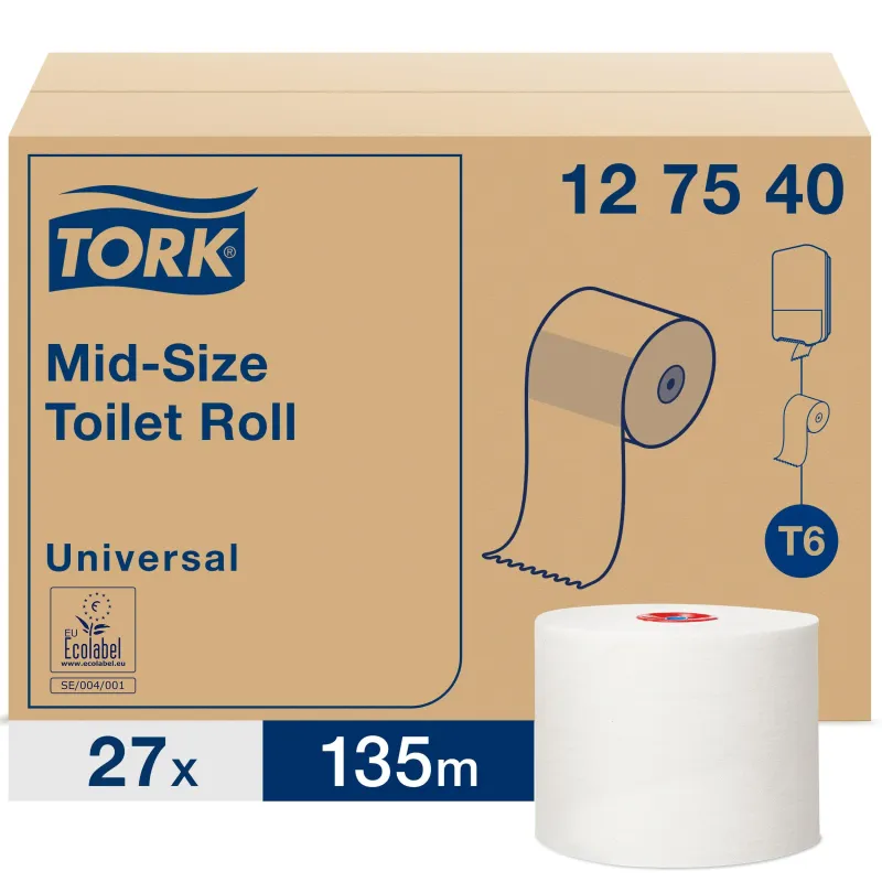 Бумага туалетная д/дисп Tork Mid-size Т6 Universal 1сл бел135м 27рул 127540 318878