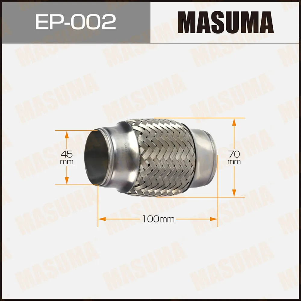 Гофра глушителя усиленная, 3-х слойная 45x100 усиленная, 3-х слойная, interlock, 45x100 MASUMA EP-002