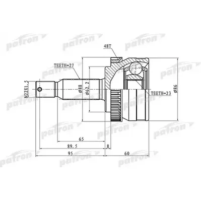 ШРУС наружный с кольцом ABS 27x62.2x23 ABS:48T HYUNDAI PATRON PCV1352