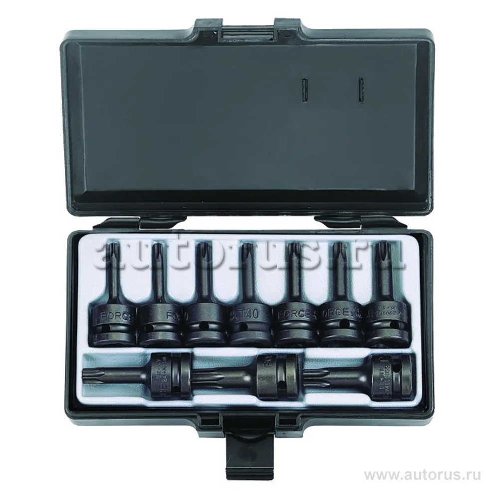 Набор головок-бит ударных TorxT20-70 L 60 мм 1/2DR кейс 10пр. FORCE 41013