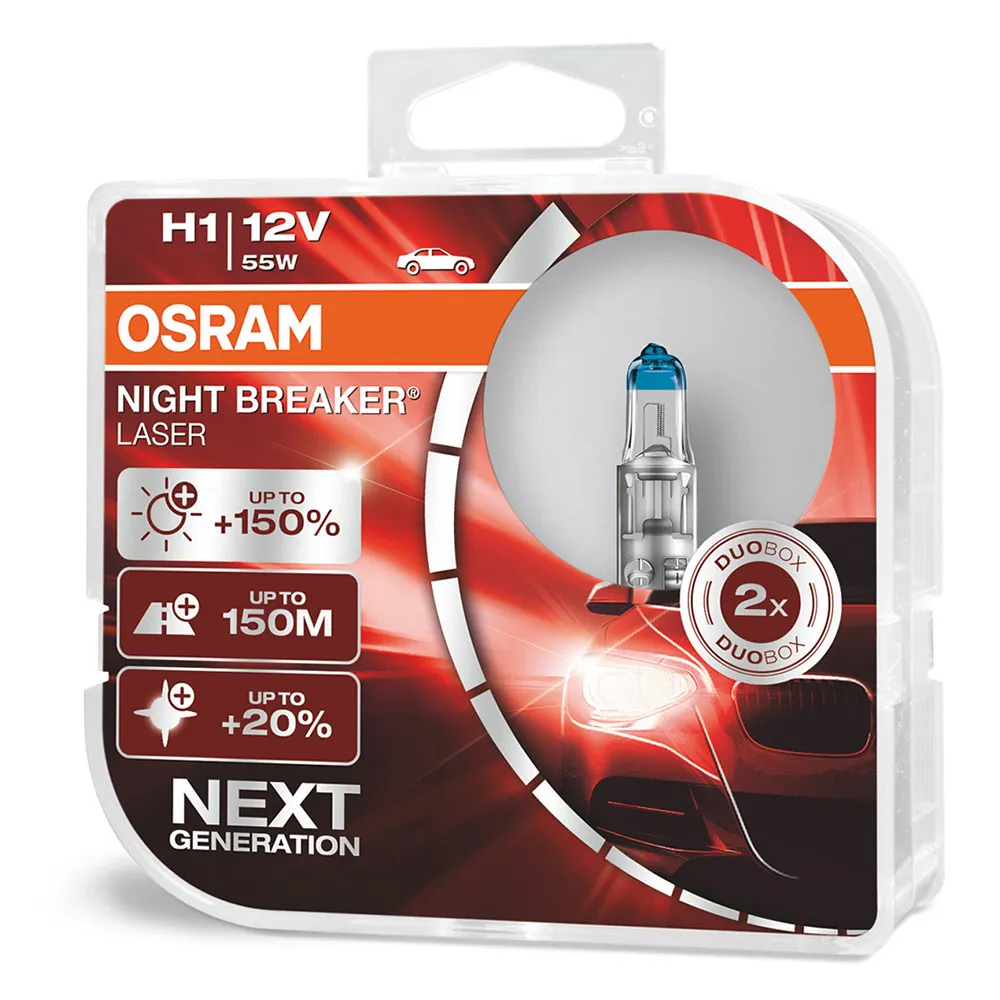 Лампа 12V H1 55W P14,5s OSRAM NIGHT BREAKER LASER 64150NL-HCB 2шт.