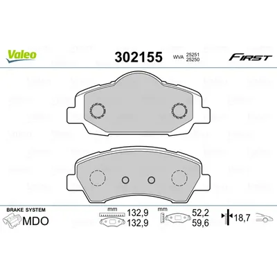 Колодки тормозные дисковые передн CITROEN C ELYSEE 06.12- WVA25250