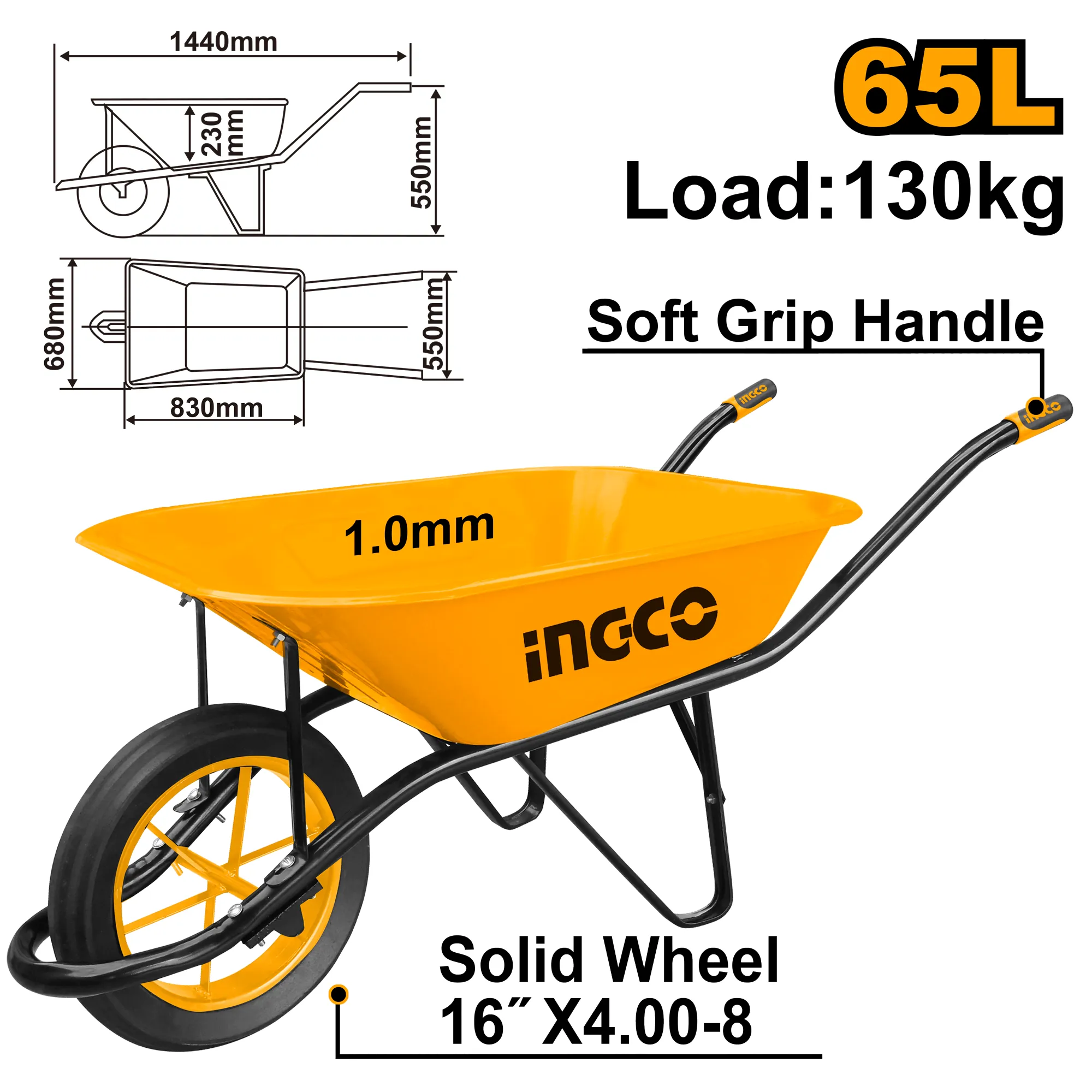 Тачка 130 кг INGCO HHWB64010-1D
